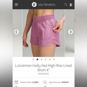Lululemon Hotty Hot High-Rise Lined Short 4"
